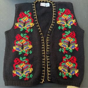Hasting and Smith Women’s Christmas Sweater Vest Small Knitted Black Bells